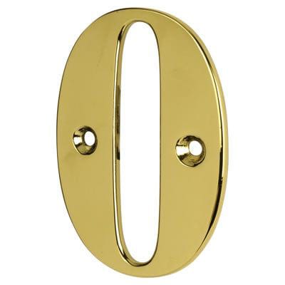 79mm Screw Fix Door Numeral - 0 - Polished Brass Effect - view 2