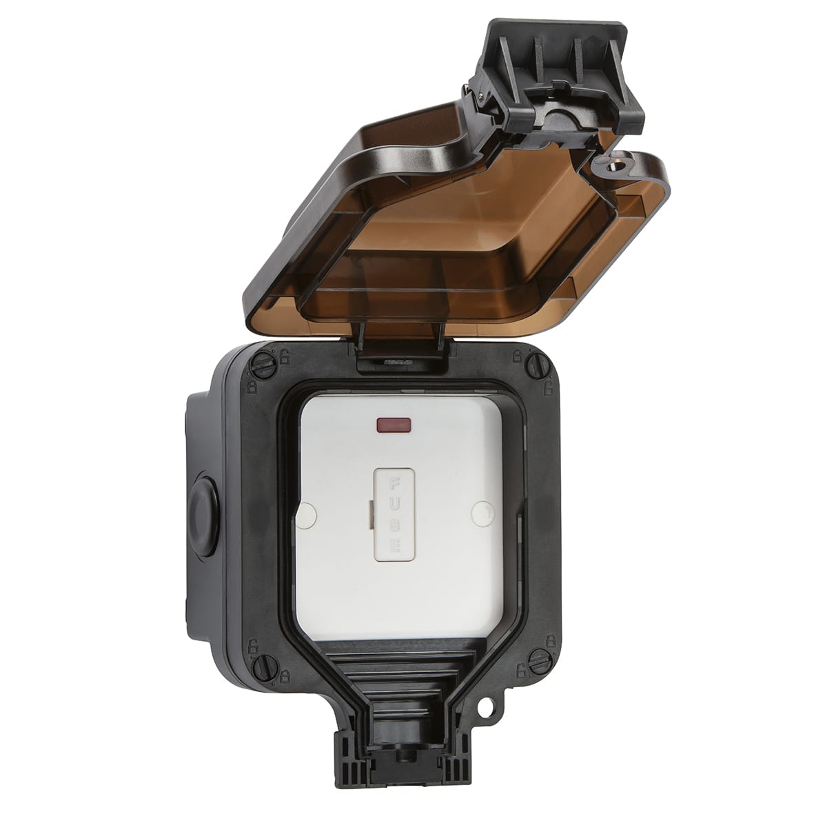 13A 1 Gang Outdoor Weatherproof Unswitched Fused Spur - Black - view 3