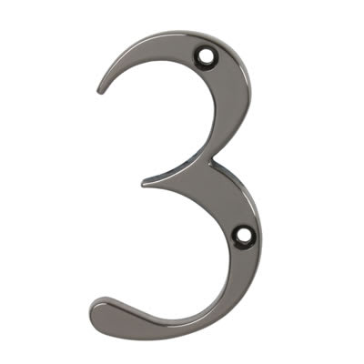 76mm Screw Fix Door Numeral - 3 - Bright Bronze - view 2