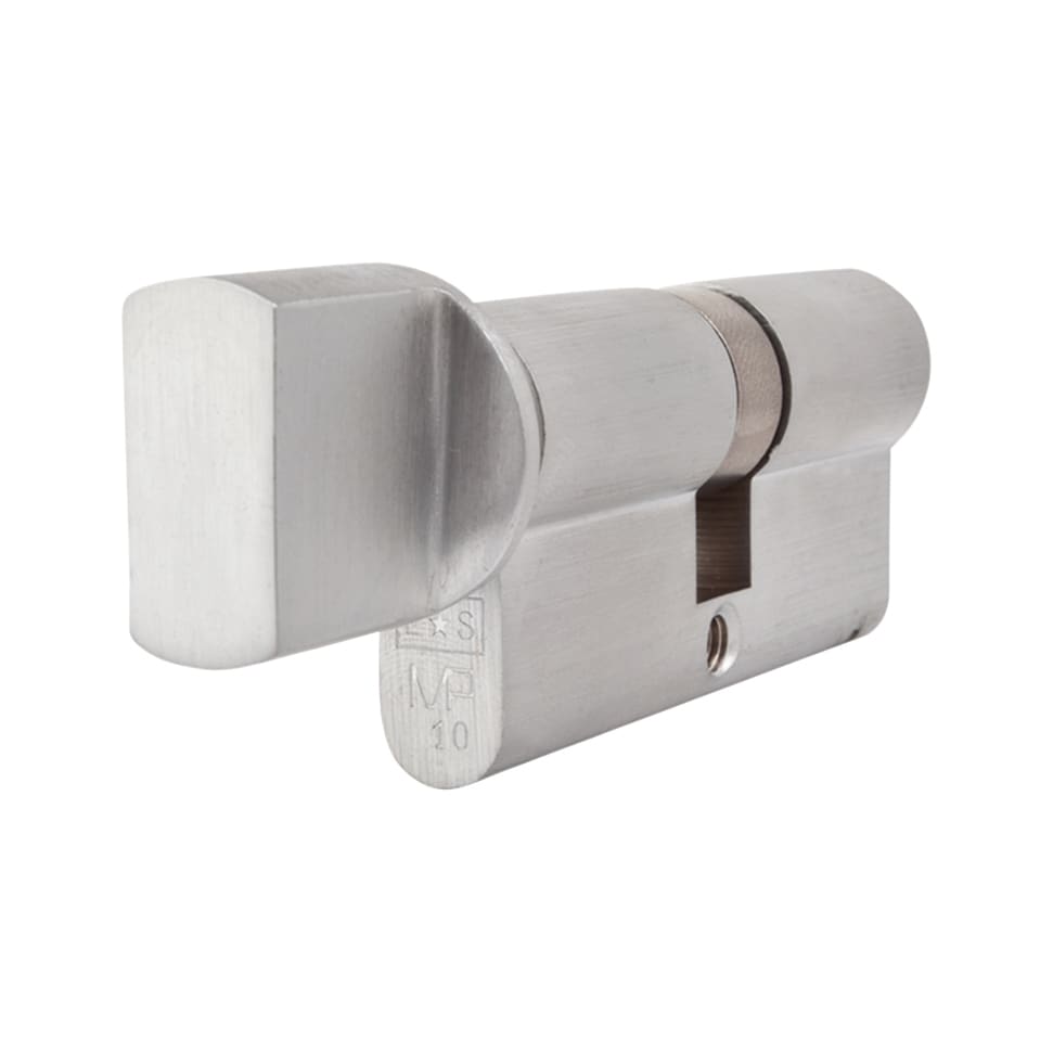 10 Pin 70mm Euro Thumbturn Cylinder - 35mm Turn + 35mm - Satin Chrome - Master Keyed - view 3