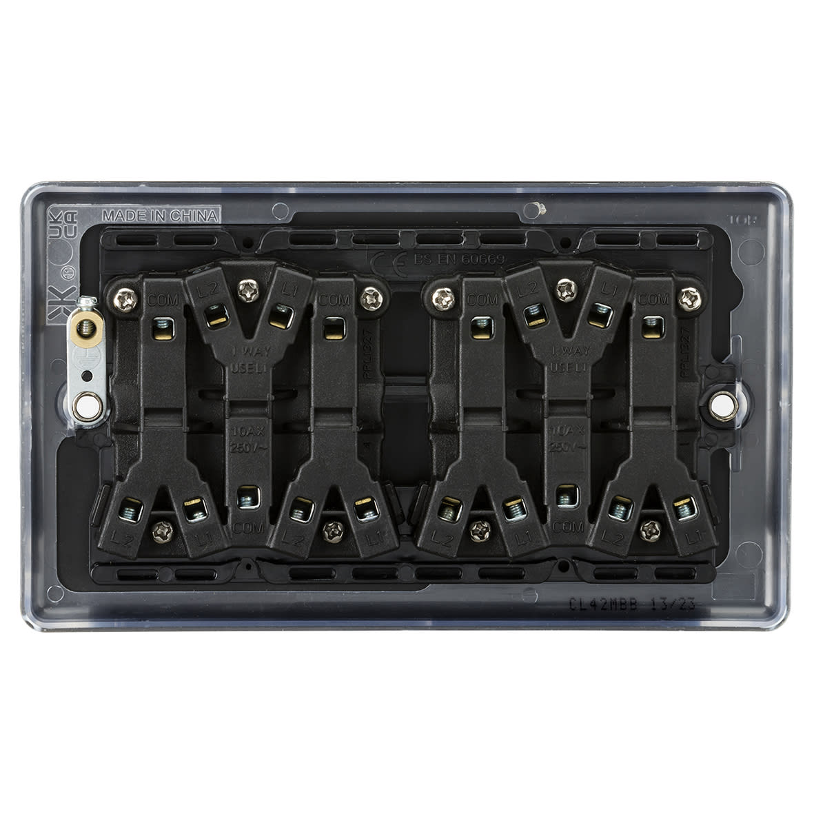 10AX 6 Gang 2 Way Round Edge Light Switch - Matt Black - view 4