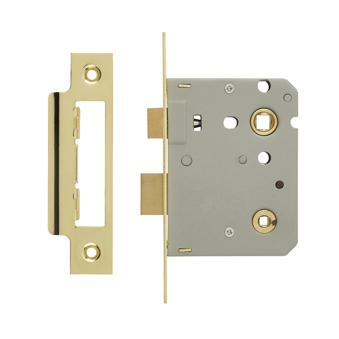 Bathroom Lock - 76mm Case - 56mm Backset - Polished Brass - view 3