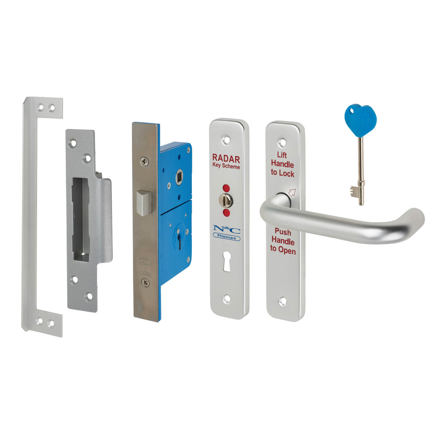 RADAR Lockset - 50mm Backset - 78mm Case - Right Hand - Satin Anodised Aluminium - view 2