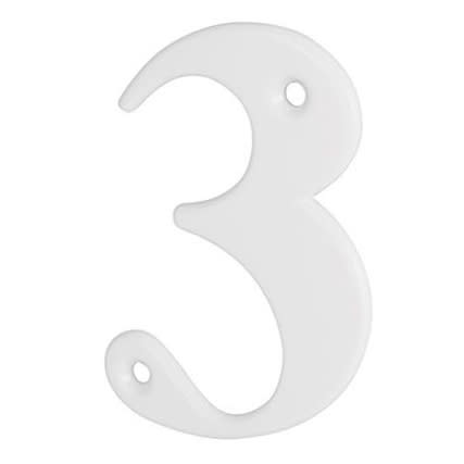 79mm Screw Fix Door Numeral - 3 - White - view 2