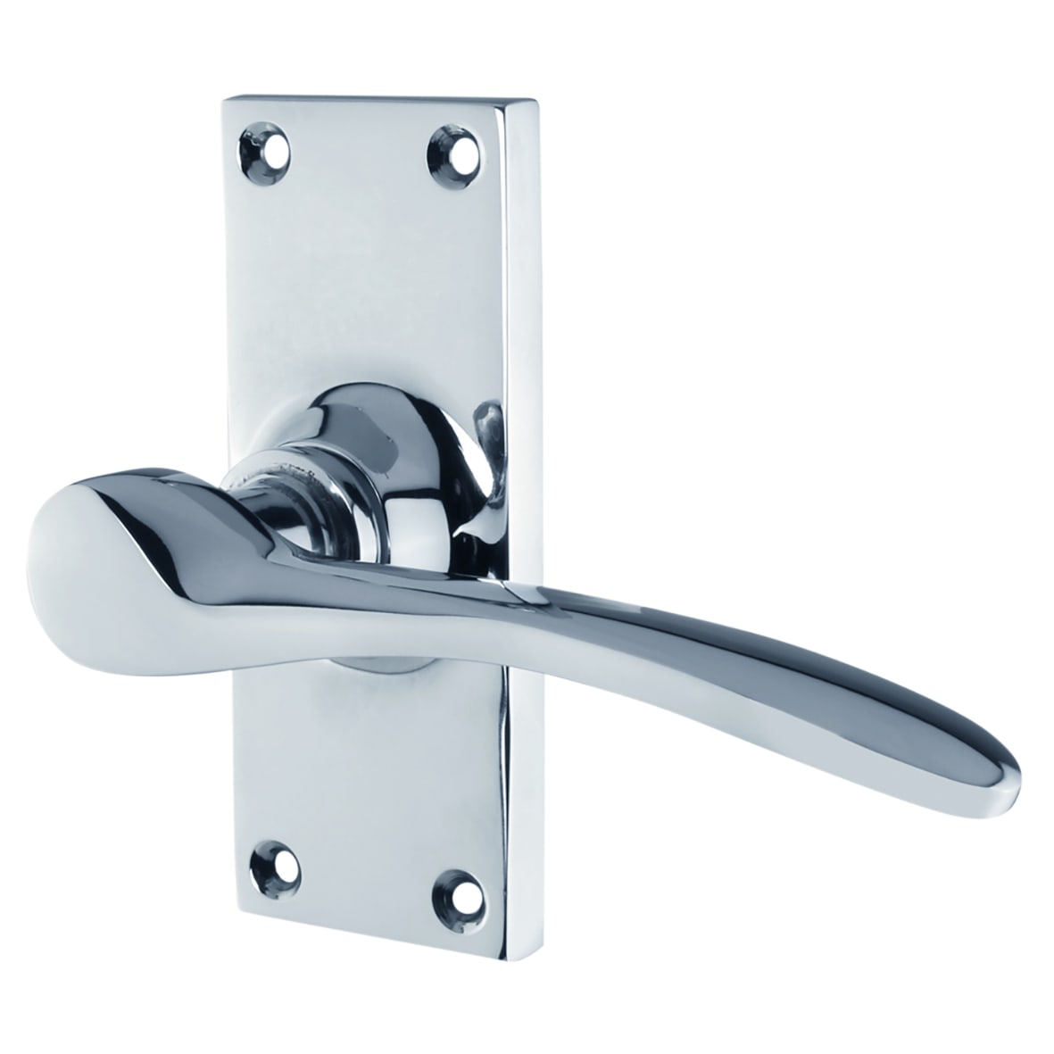 Polished Chrome Latch Door Handles Pack - Short Plate - Buckingham Range - view 2