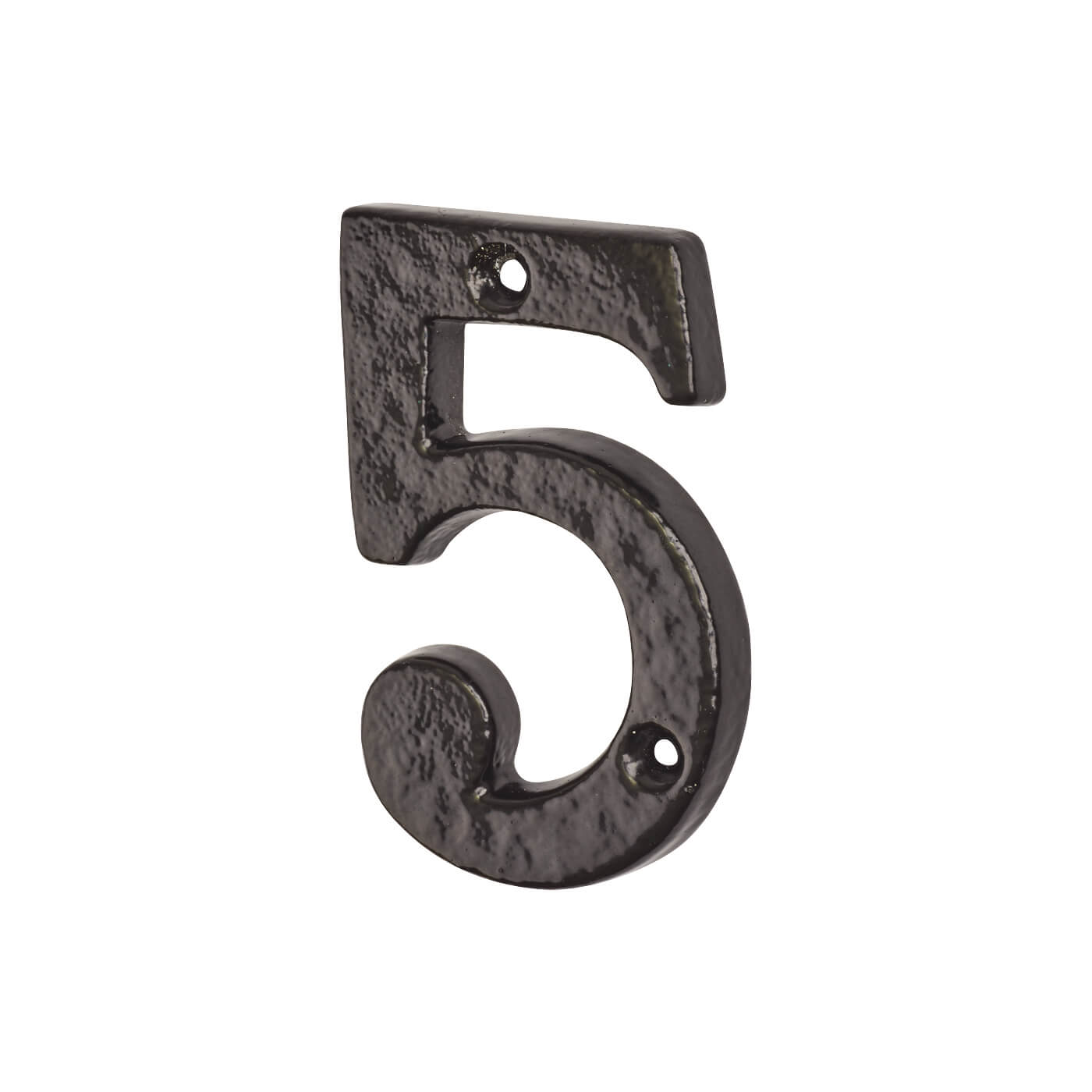 76mm Screw Fix Door Numeral - 5 - Metalized Antique Black Iron - view 2