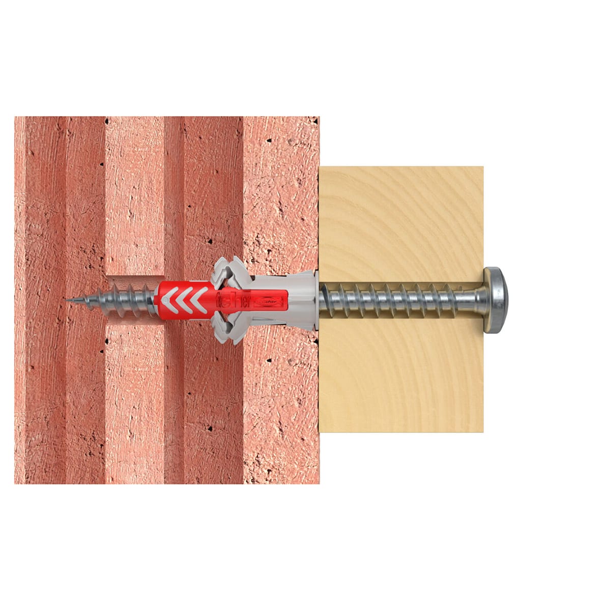 DuoPower Nylon Wall Plug with Screws - 6 x 30mm - Red & Grey - Pack of 50 - view 3