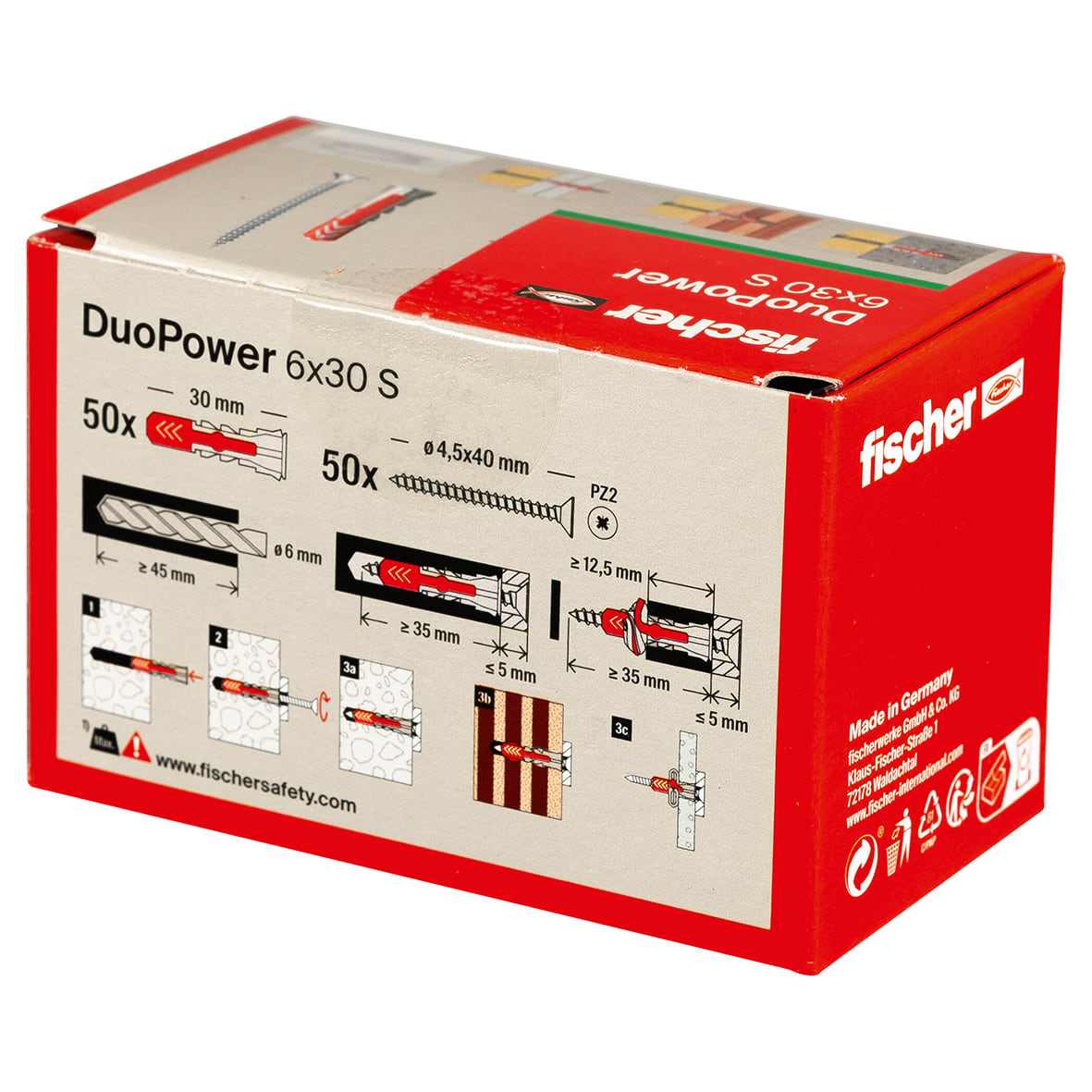 DuoPower Nylon Wall Plug with Screws - 6 x 30mm - Red & Grey - Pack of 50 - view 6