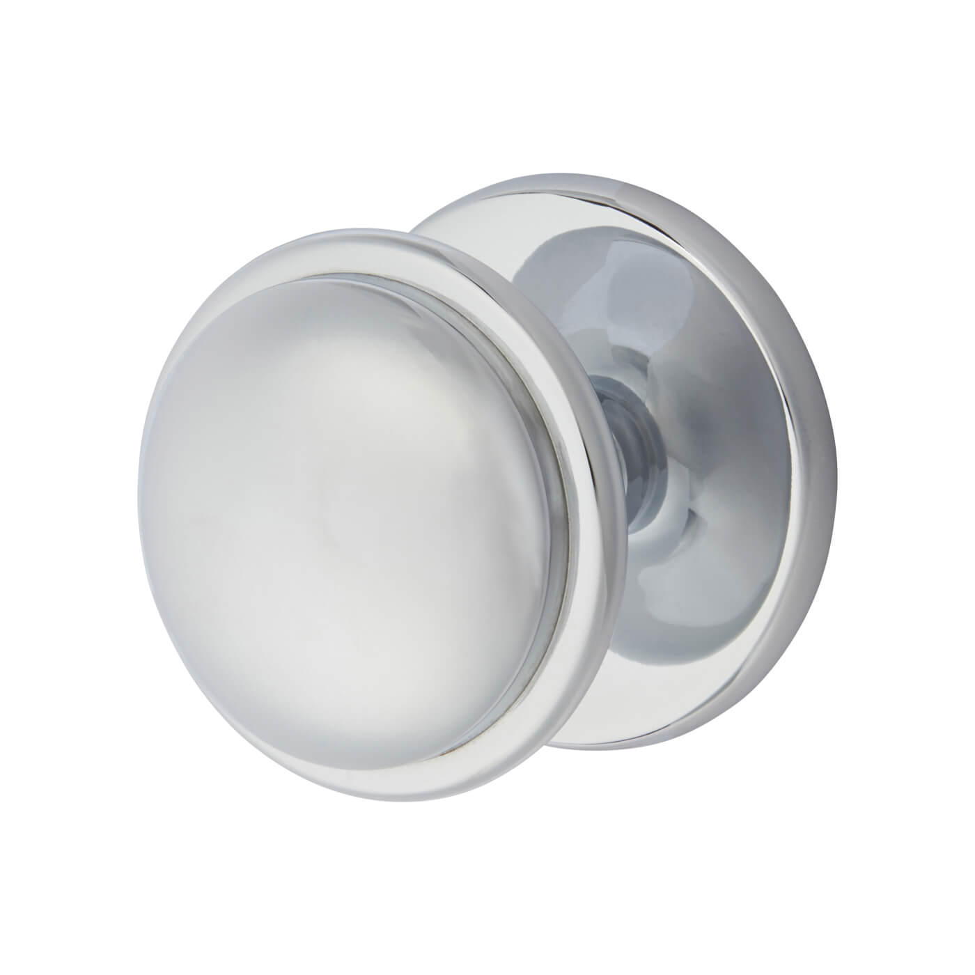 Polished Chrome Round Centre Door Knob with Plain Rose - 80mm Rose Diameter - view 2