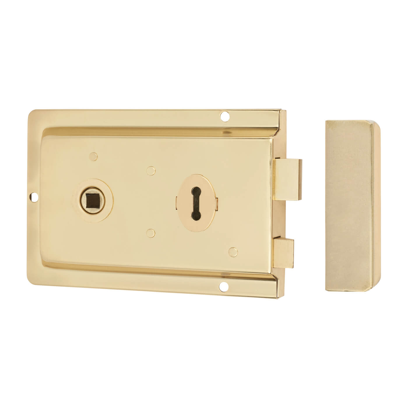 Flanged Rim Sashlock - 155 x 105mm - Brass - view 2