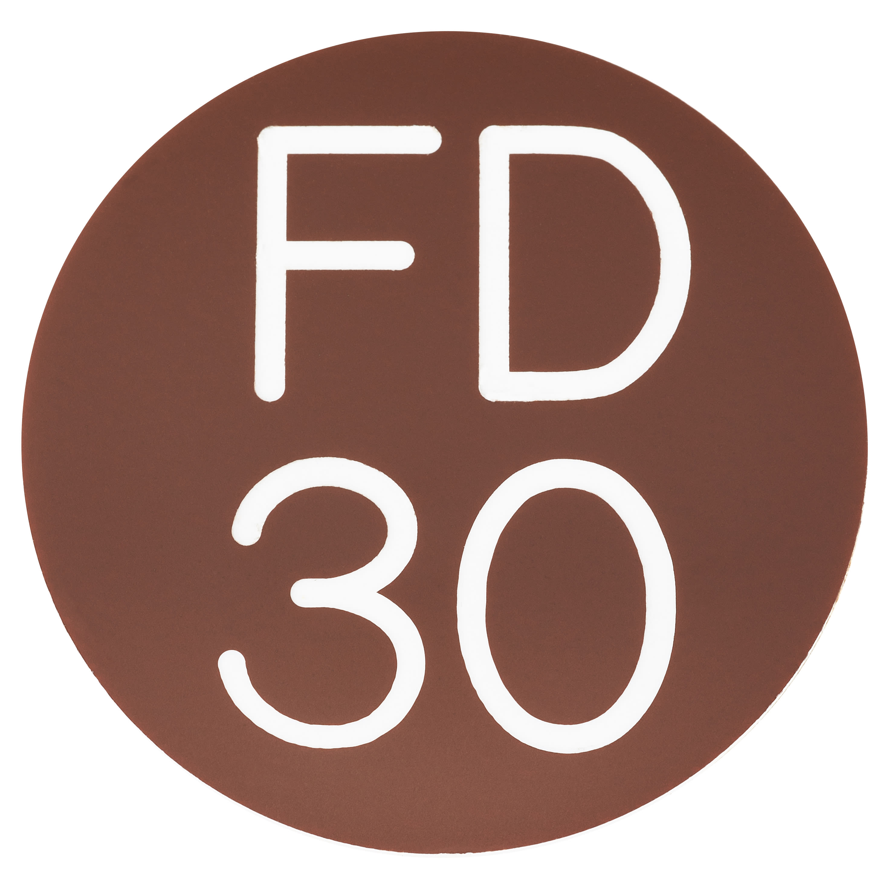Fire Door Sign - Self Adhesive - 50mm Diameter - Rigid Plastic - Brown - view 2