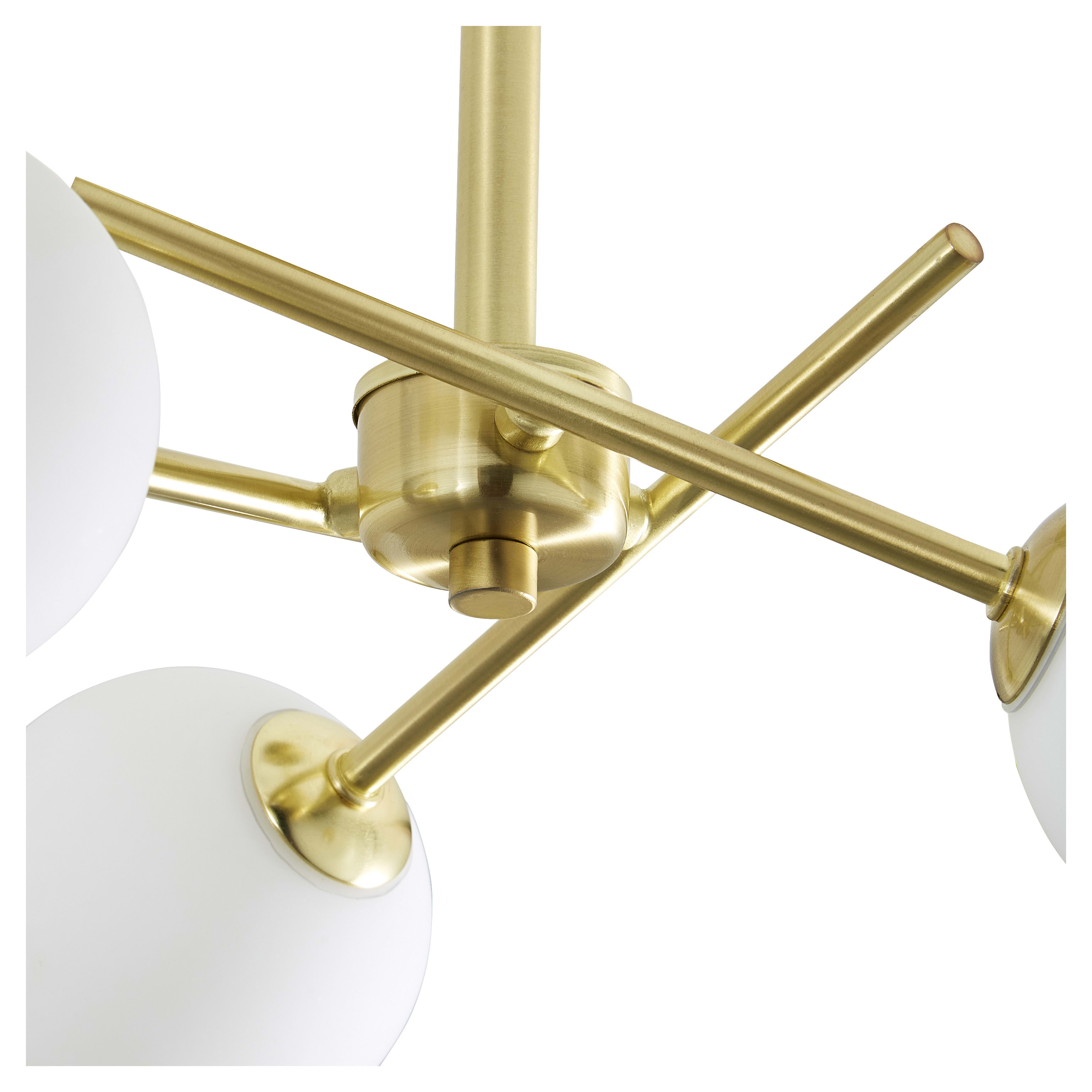 Forum Spa Lindos 3 Light Semi Flush LED Bathroom Ceiling Light - IP44 - Satin Brass & Opal Shades - view 3