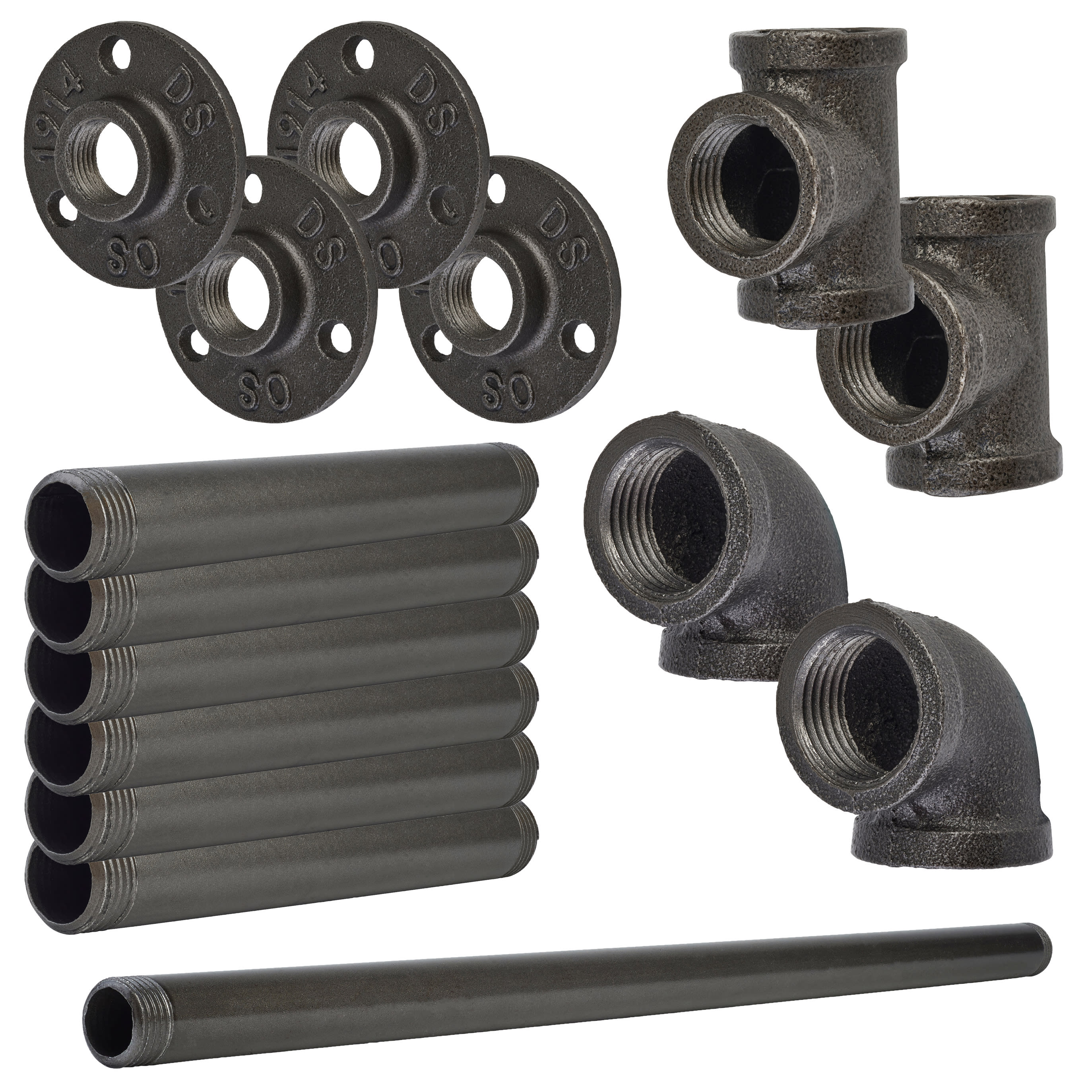 3/4" Pipe Shelf Kit with Forwards Facing Hanging Rail - Grey - view 2