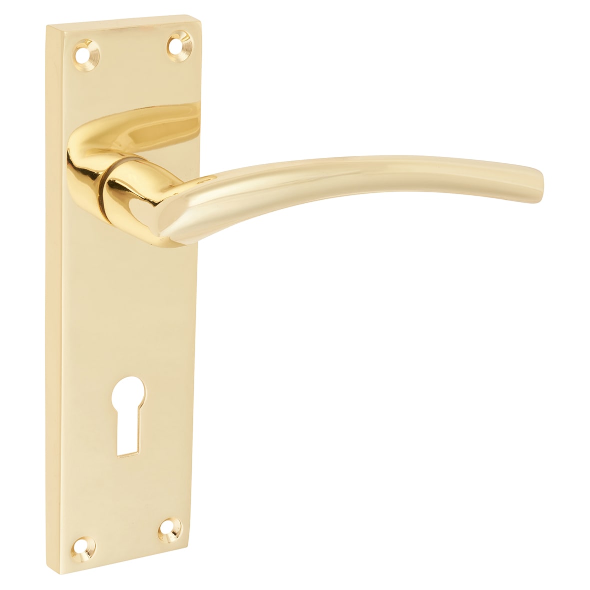 Polished Brass Keyhole Lock Door Handles - Rimini Range - 151 x 42mm - view 2