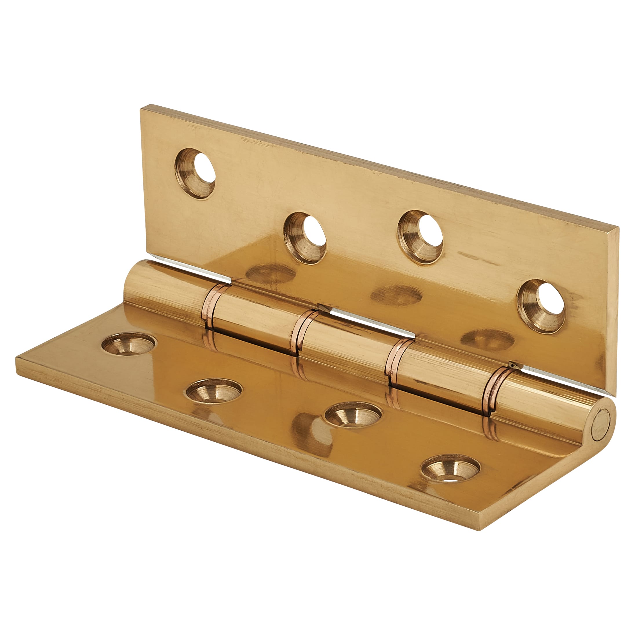 Double Phosphor Bronze Washered Butt Door Hinge - 100 x 67 x 3.5mm - Polished Brass - Pair - view 3
