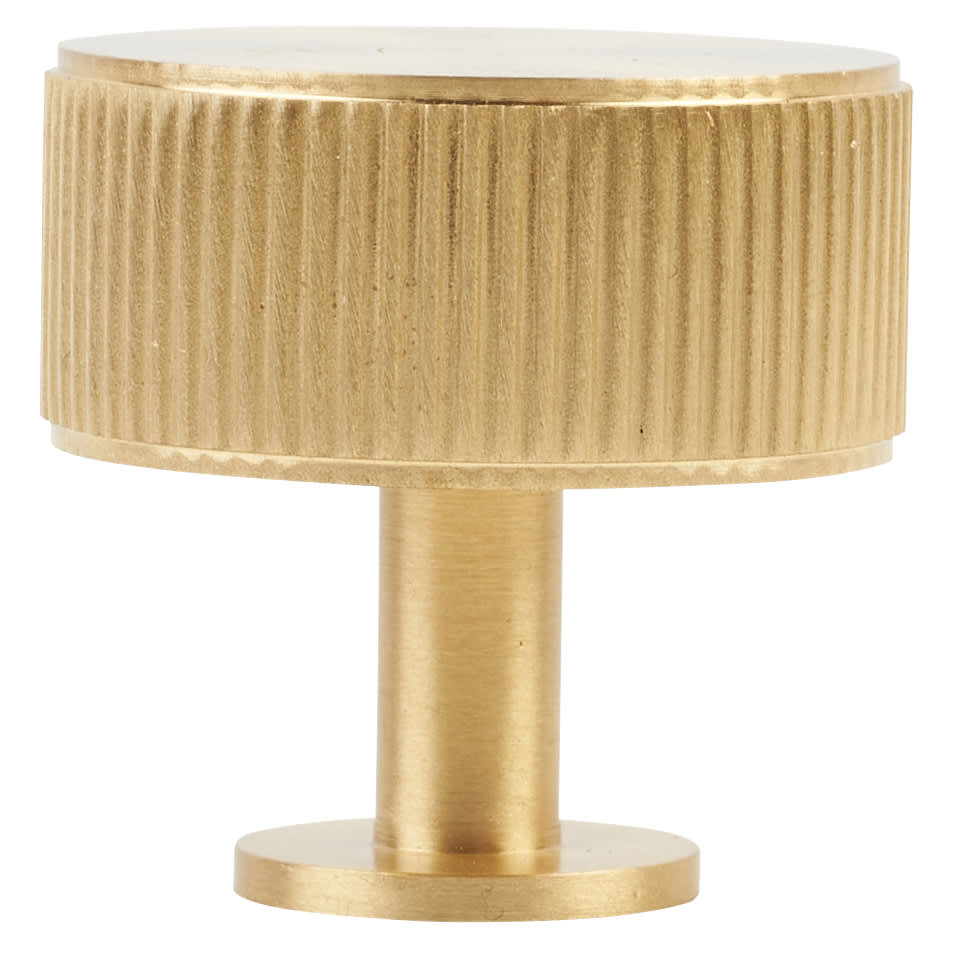 Lines Radio Round Cabinet Knob - 35mm Diameter - Satin Brass - view 2