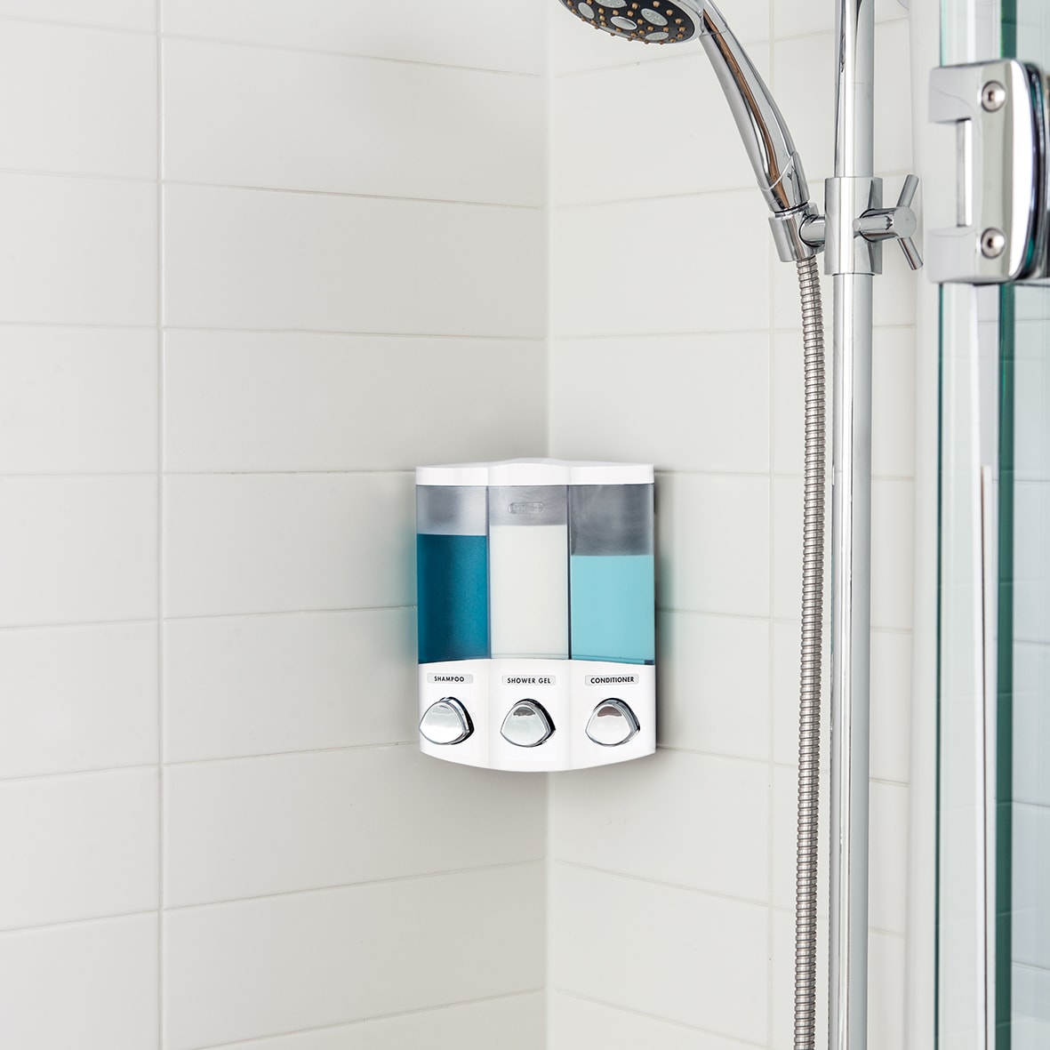 Euro Wall Mounted Trio Soap Dispenser - 180 x 100 x 230mm - White - view 2