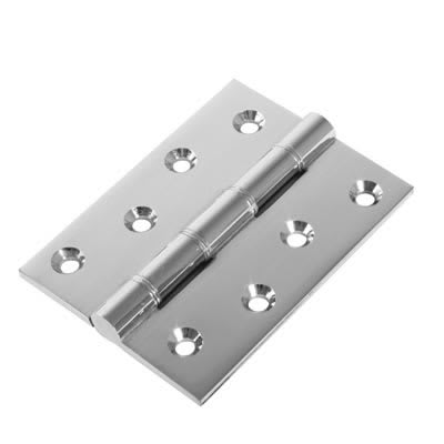 Double Phosphor Bronze Washered Butt Door Hinge - 100 x 75 x 4mm - Polished Chrome - Pair - view 2