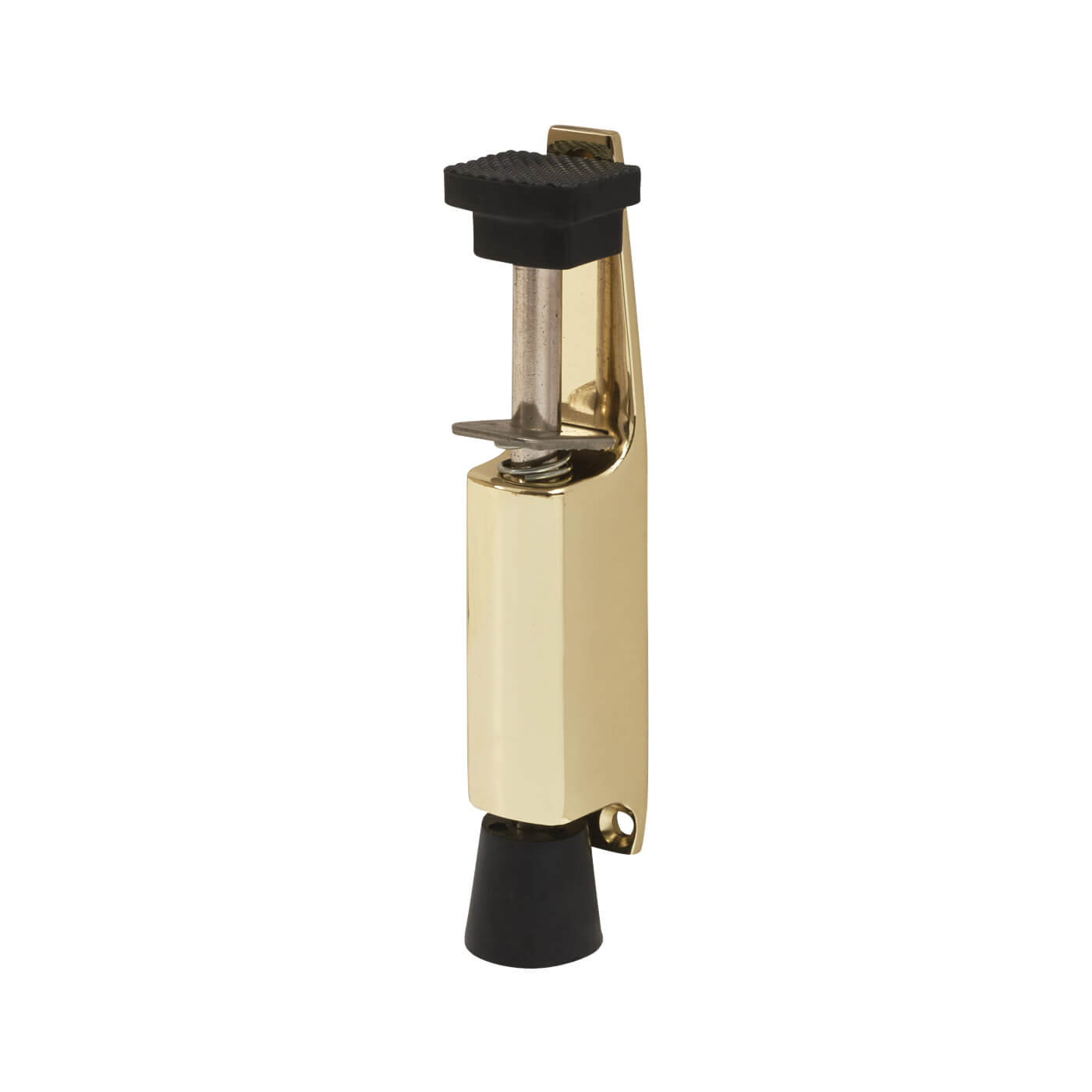 Foot Operated Door Holder - 120mm Closed Height - Polished Brass - view 2