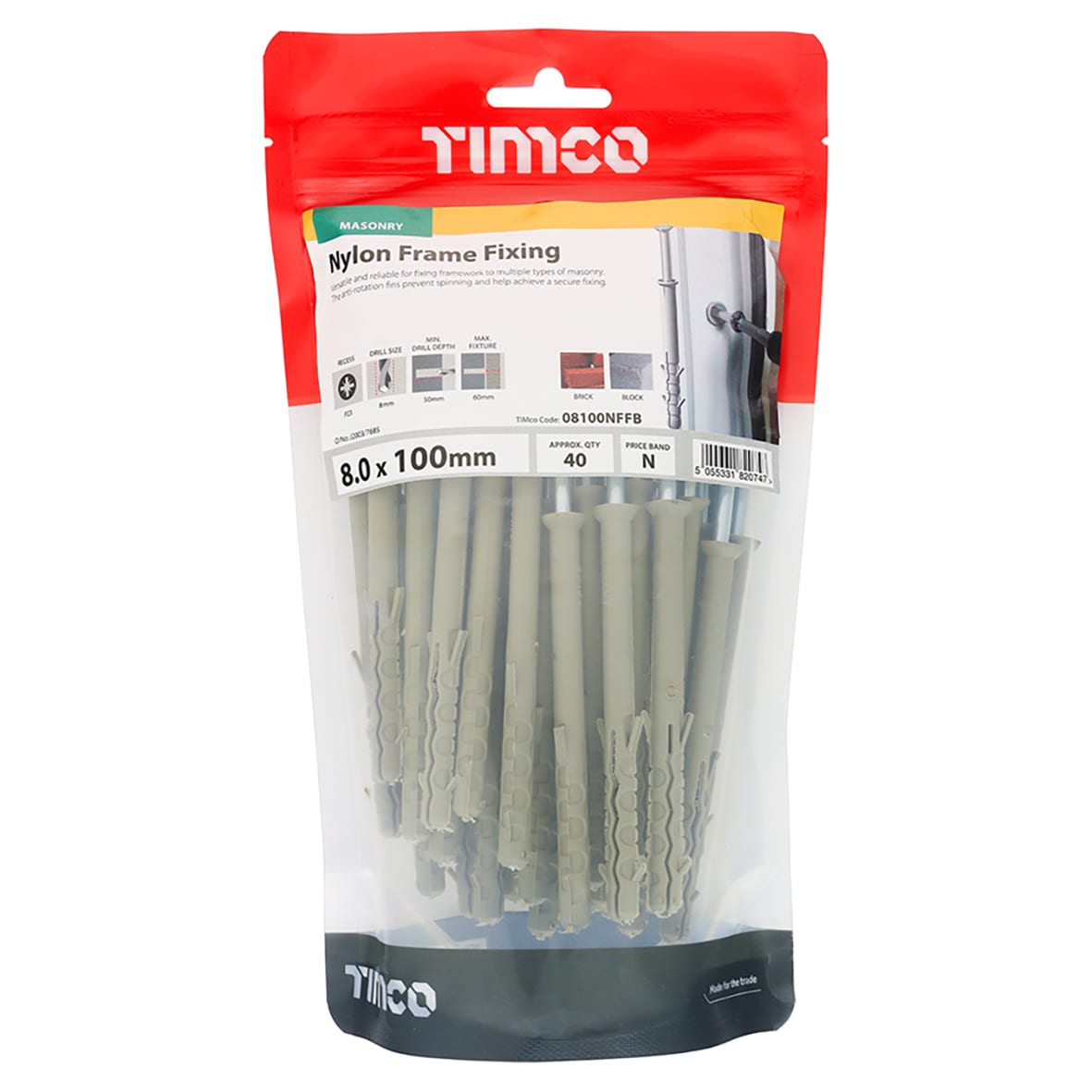 Screw Type Frame Fixing - 8 x 100mm - Pack of 40 - view 2