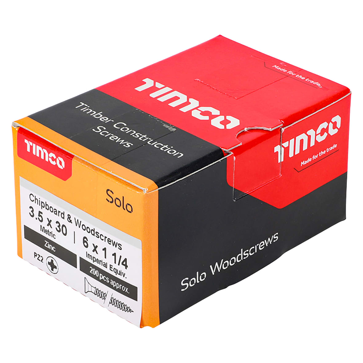 Solo Chippy Pozi Countersunk Wood Screws - 3.5 x 30mm - Zinc Plated - Pack of 200 - view 4