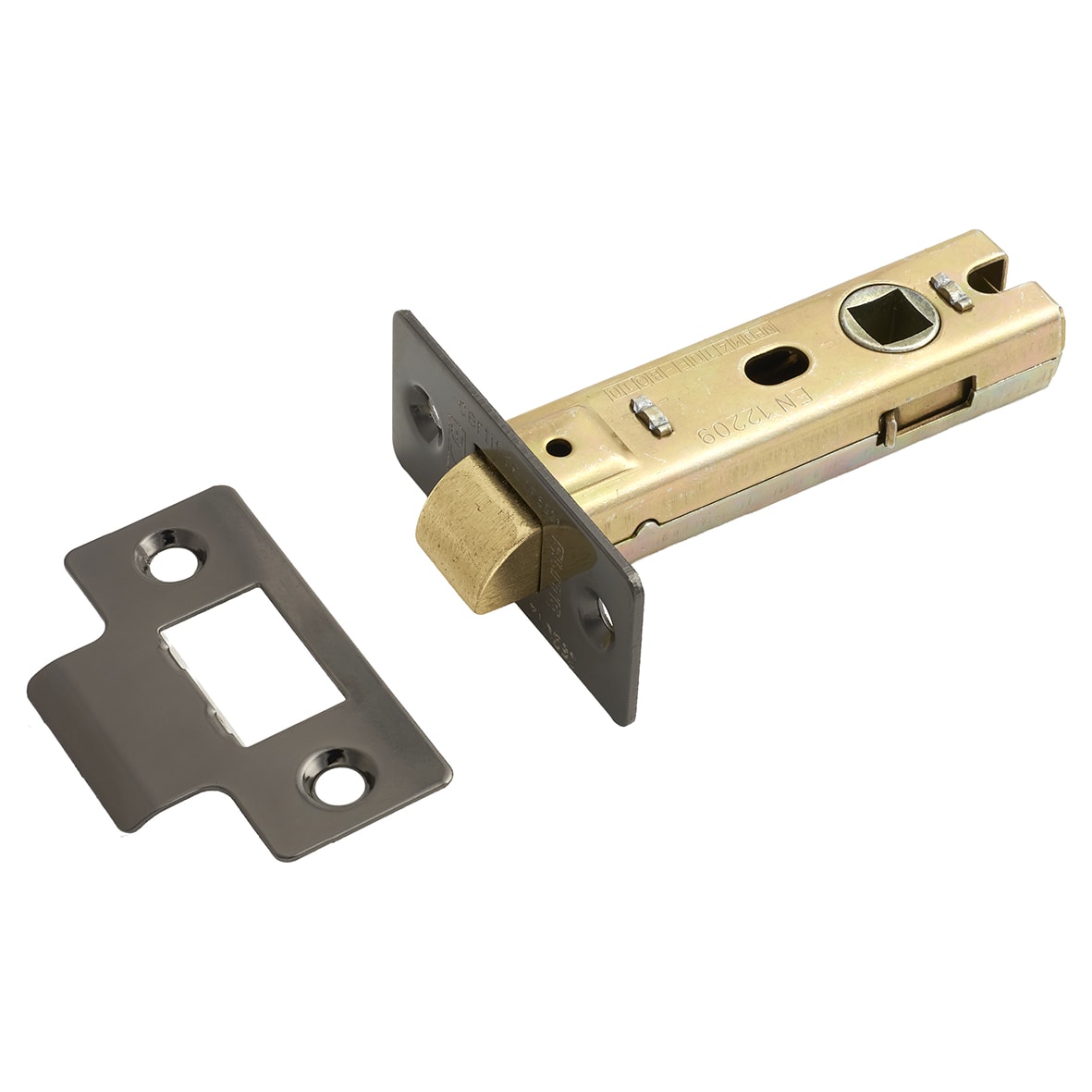 Bolt Through Tubular Latch - 75mm Case - 57mm Backset - Square - Black Nickel - view 2