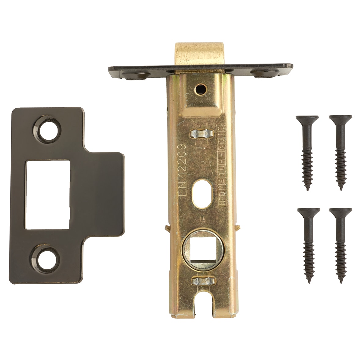 Bolt Through Tubular Latch - 75mm Case - 57mm Backset - Square - Black Nickel - view 3