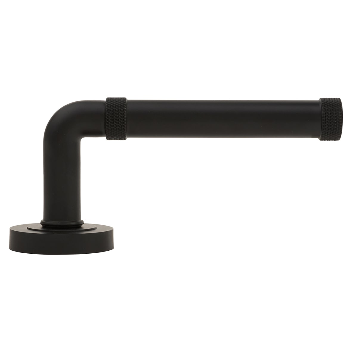 Matt Black Fire Rated Knurled Door Handles on Round Rose - Midtown Range - view 3