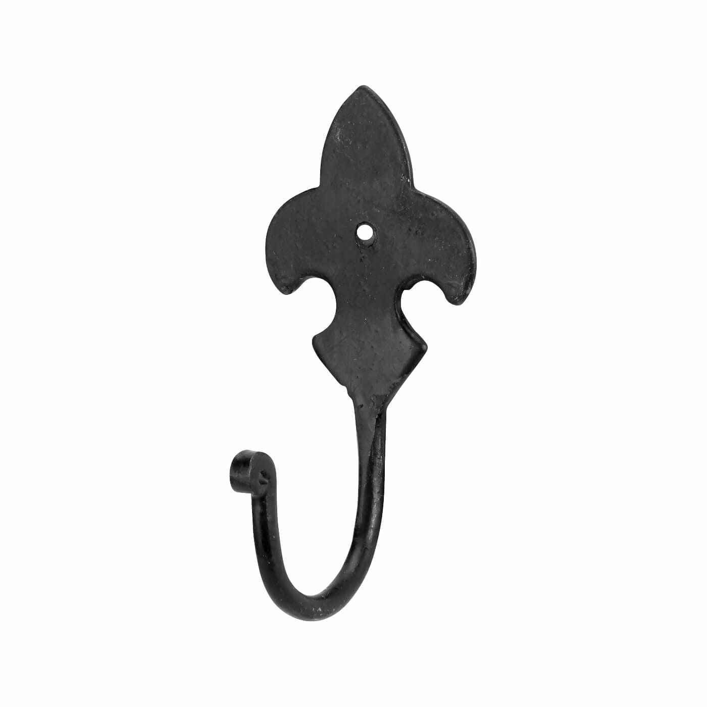 Fleur de Lys Single Coat Hook - 120 x 50mm - Antique Black Iron - view 2