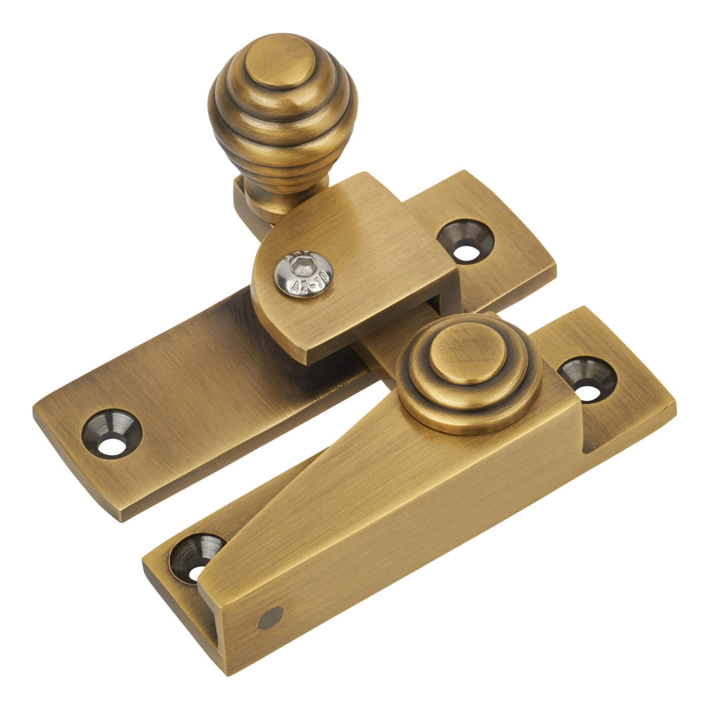 Marcus Straight Quadrant Arm Locking Sash Fastener - 69 x 20mm - Antique Brass - view 2