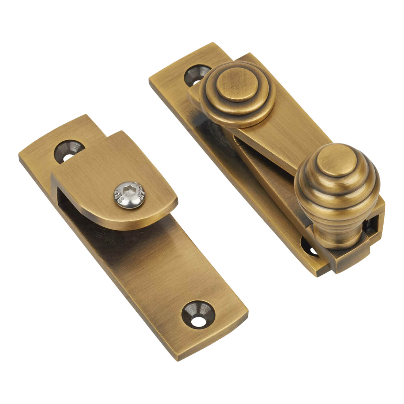 Marcus Straight Quadrant Arm Locking Sash Fastener - 69 x 20mm - Antique Brass - view 3