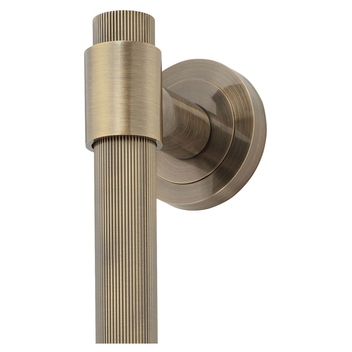 Antique Brass 52mm Lines T-Bar Door Pull Handle on Rose - Screw Fix - 300mm Centres - view 2