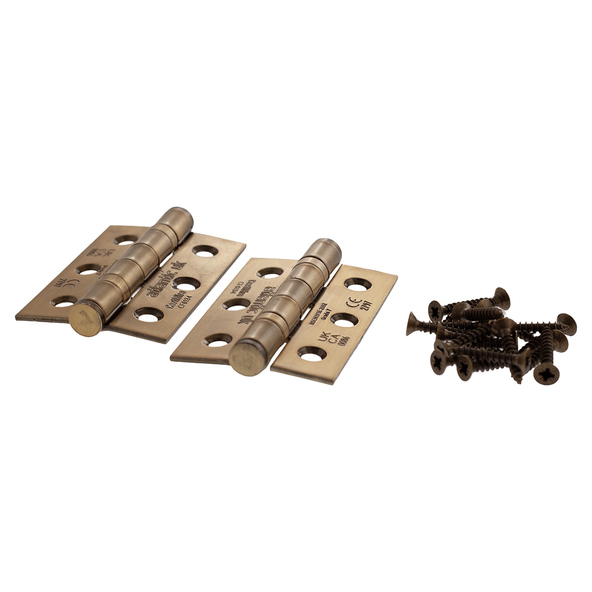 Twin Ball Bearing Grade 7 Butt Fire Door Hinge - 76 x 51 x 2mm - Antique Brass - Pair - view 4