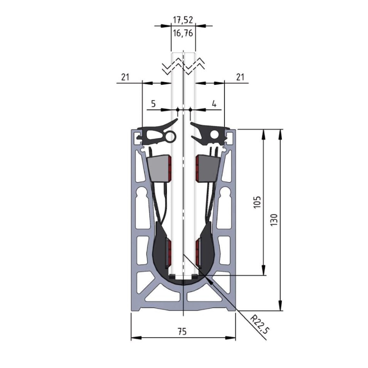 VetroMount Mounting Kit for 17.5mm Glass - to Suit 2500mm Profile Length - Black & Red - view 3