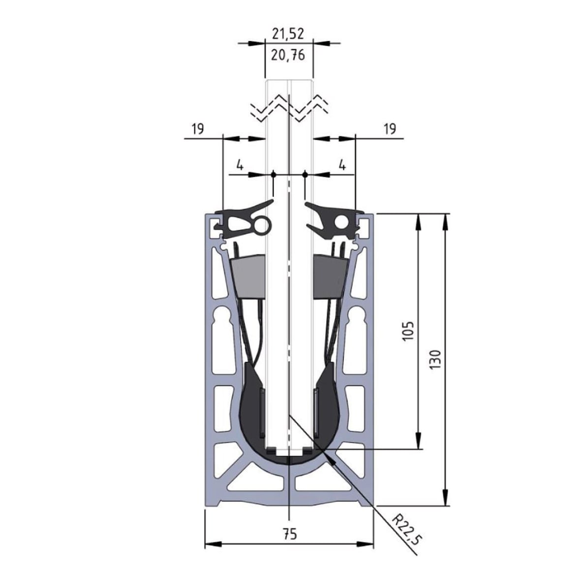 VetroMount Mounting Kit for 17.5mm Glass - to Suit 2500mm Profile Length - Black & Red - view 4