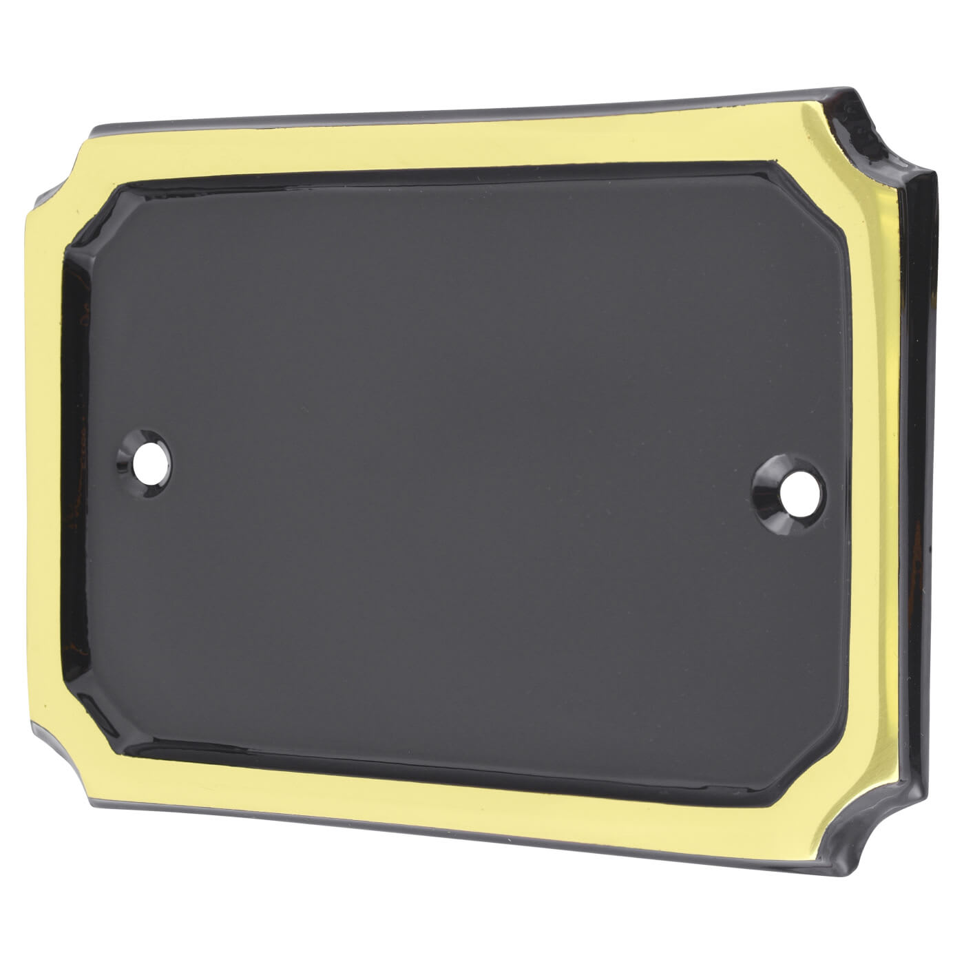Screw Fix Door Numeral & Letter Blank Plate - 95 x 135mm - Rectangle - Polished Brass and Black - view 2