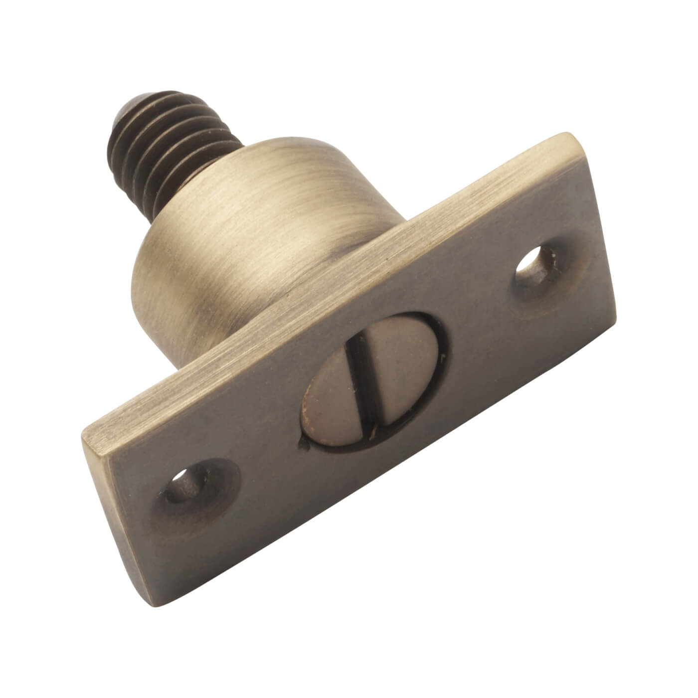 Screw Out Bartholomew Sash Window Stop - 44 x 19mm - Antique Brass - view 2