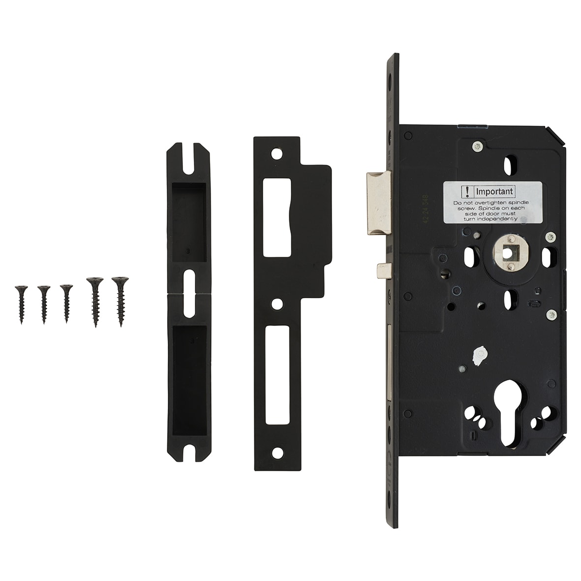 DIN Escape Sashlock - 88mm Case - 60mm Backset - Square - Matt Black - view 2