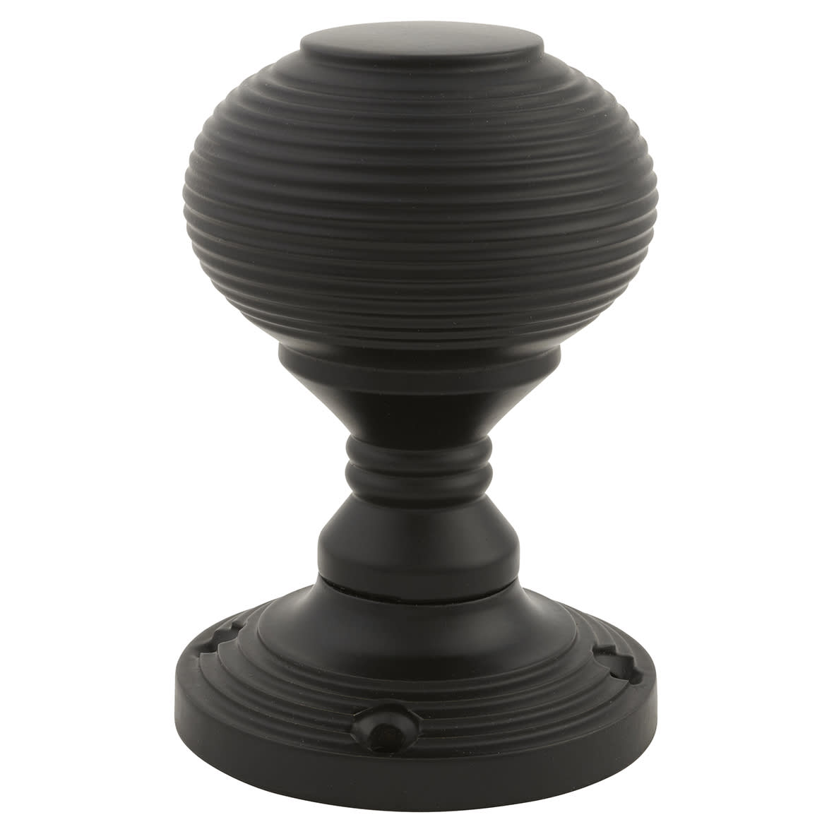 Matt Black Beehive Mortice Door Knobs Pack - 60mm Rose Diameter - view 3