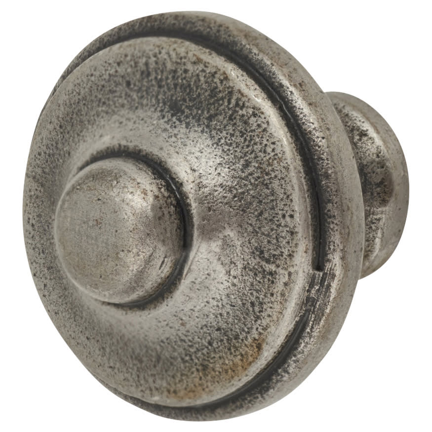 Button Round Cabinet Knob - 35mm Diameter - Pewter Effect - view 2