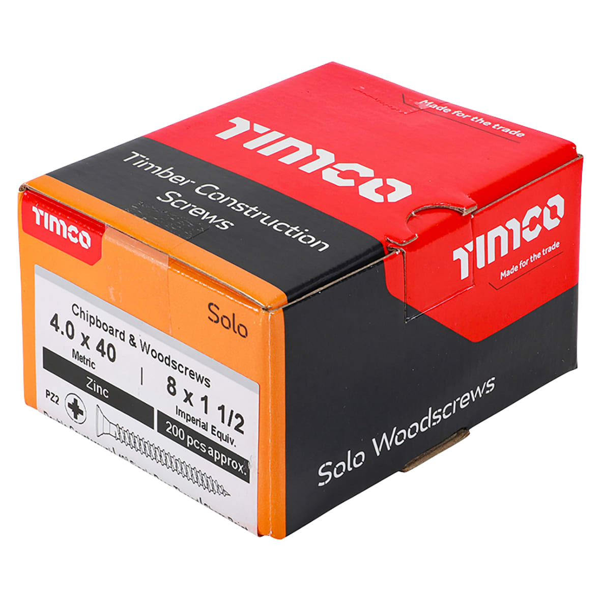 Solo Chippy Pozi Countersunk Wood Screws - 4.0 x 40mm - Zinc Plated - Pack of 200 - view 4