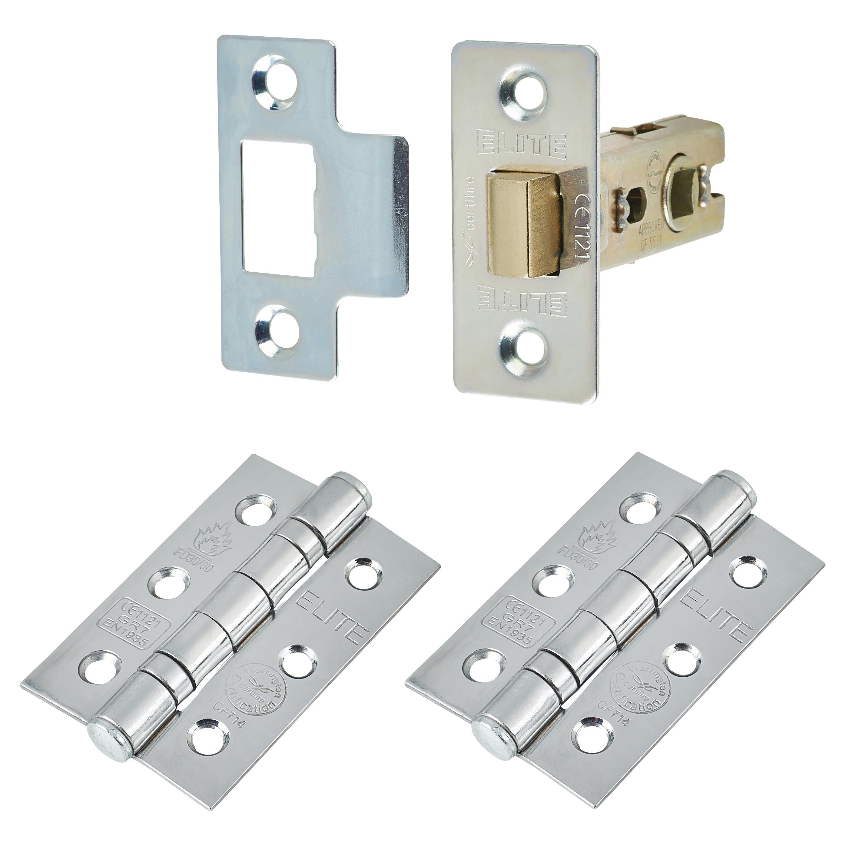 Polished Chrome Latch Door Handles Pack - Rome Range - view 4