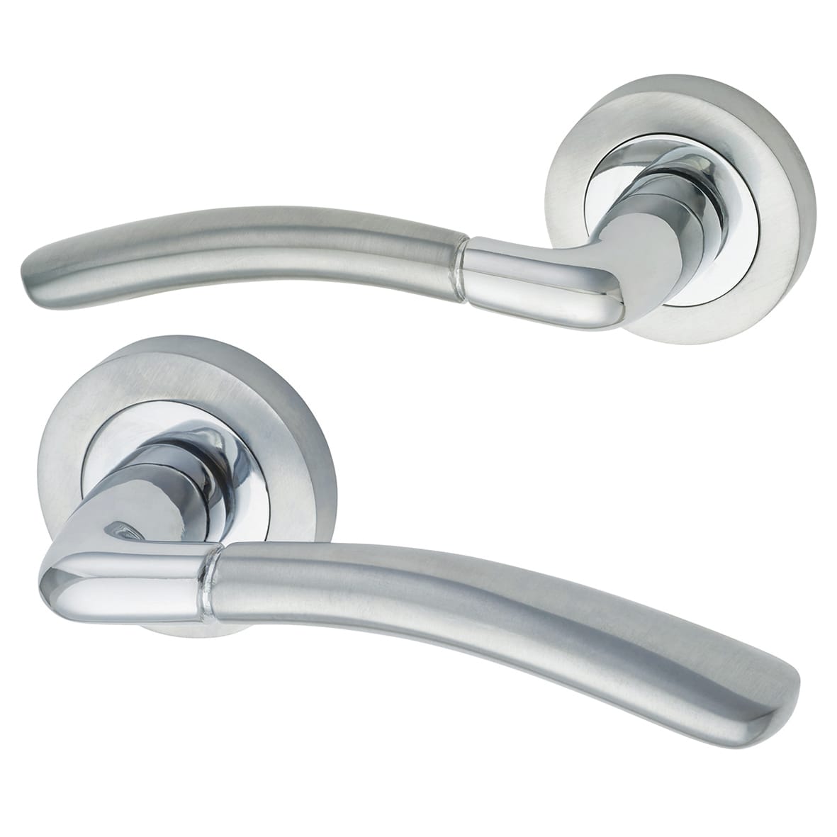 Antique Brass Lines Euro Lock Door Handles on Rose Pack - Eva Range - view 2