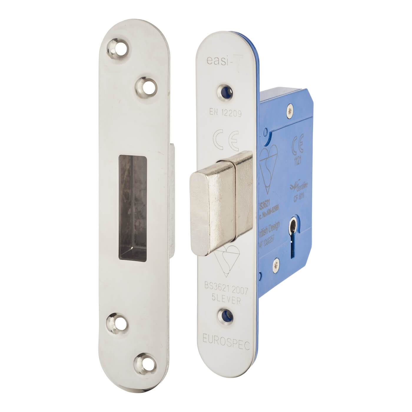 5 Lever Deadlock - 65mm Case - 44mm Backset - Radius - Polished Stainless Steel - view 2