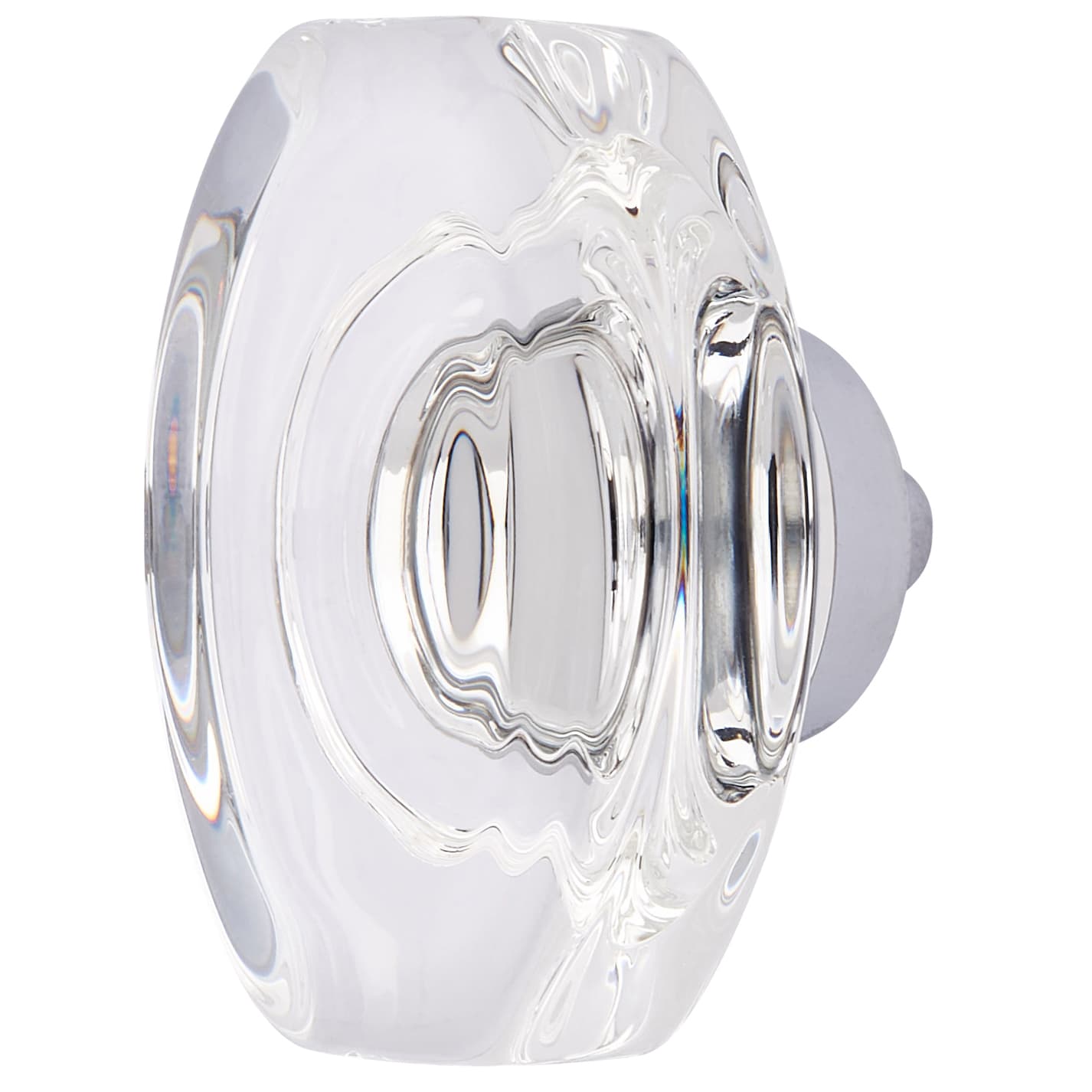 Oblong Glass Cabinet Knob - 45mm Diameter - Polished Chrome - view 2