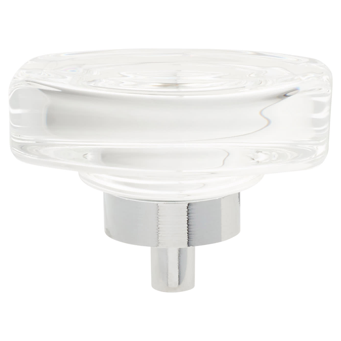 Oblong Glass Cabinet Knob - 45mm Diameter - Polished Chrome - view 3
