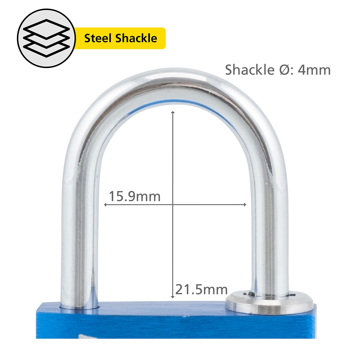 3 Dial Combination Padlock - 30mm Body - 21.5 x 16mm Shackle - Keyed to Differ - view 4