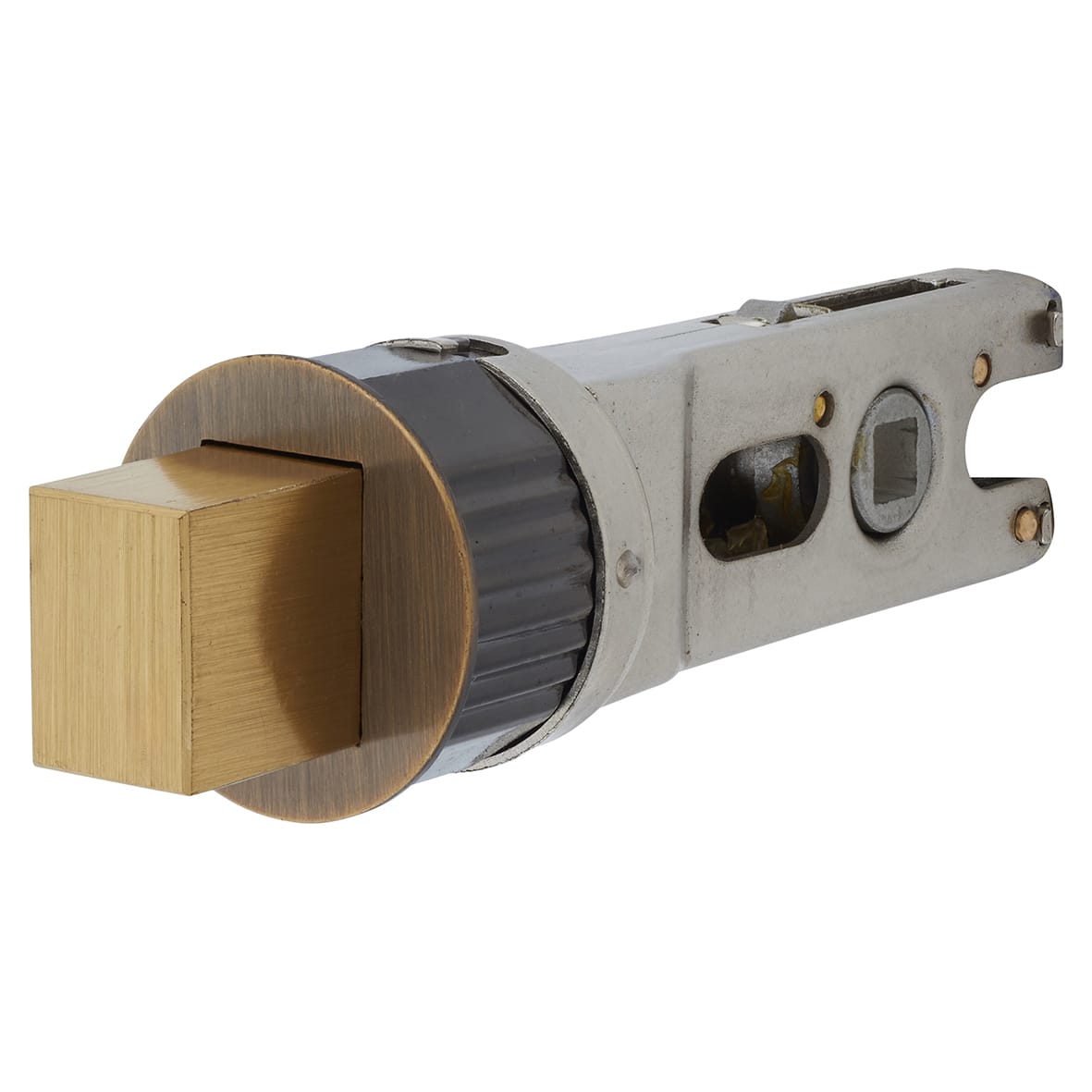 Quick Latch Bolt Through Tubular Bathroom Deadbolt - 71mm Case - 57mm Backset - Round - Ant Brass - view 2