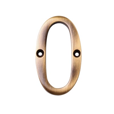 Marcus 76mm Screw Fix Door Numeral - 0 - Antique Brass - view 2