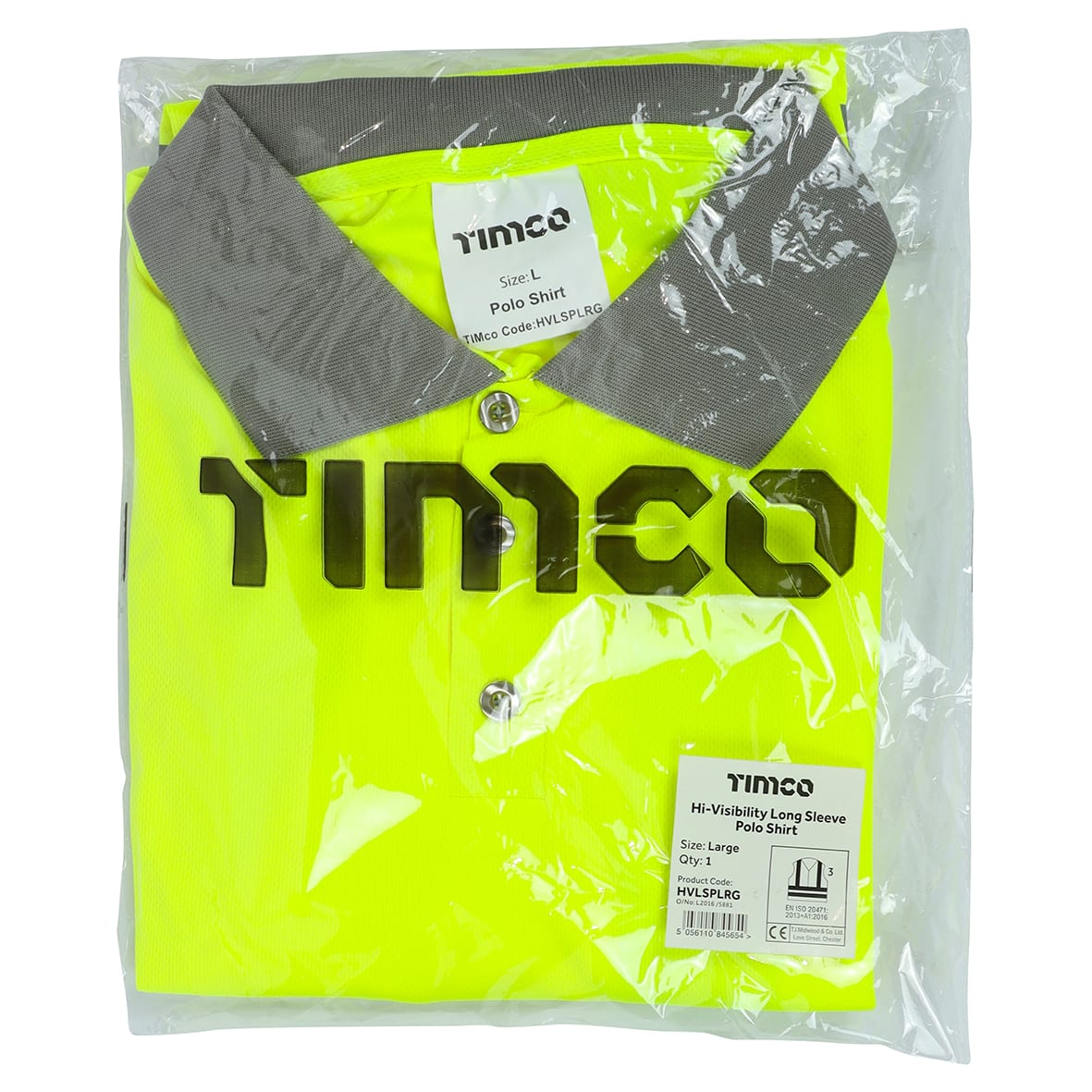 Hi Visibility Long Sleeve Polo Shirt - Yellow - Large - view 2